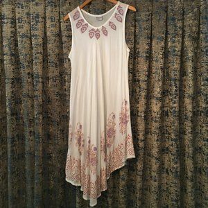 Elegant White and Purple Maxi Dress